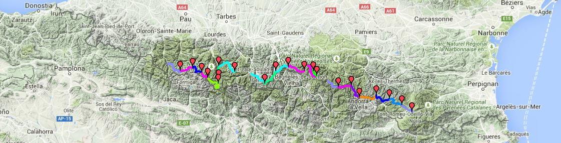 Parcours de ma traversée des Pyrénées