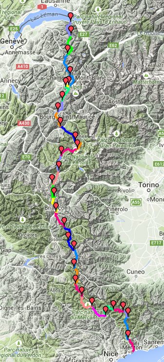 Parcours de ma grande traversée des Alpes